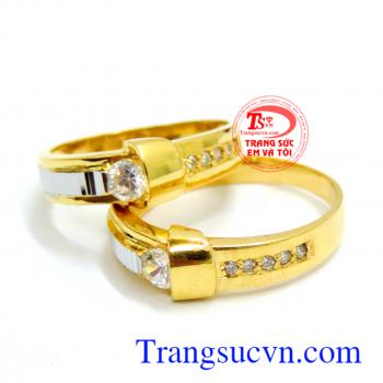 Cặp nhẫn cưới vàng tây cho tình yêu kết trái tim cùng nhịp đập