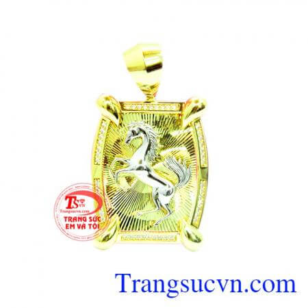Mặt dây chuyền ngựa tuổi ngọ korea, Mặt ngọ 2 màu sang trọng,