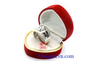 Nhẫn nam vàng trắng sáng, bền màu, sang trọng,