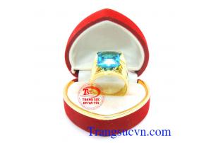 Chiếc Nhẫn vàng nam mặt đá xanh nước biển