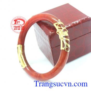 Bảo hành uy tín, giao hàng toàn quốc. Vòng ngọc cẩm thạch đỏ bọc vàng 10k