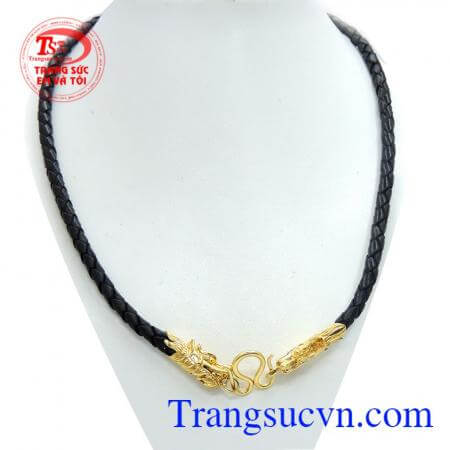 Dây da bọc vàng 10k sang trọng phù hợp đeo manh, vuôt, móng hổ, mặt dây chuyền vàng
