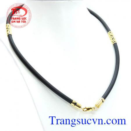 Dây cao su bọc rồng vàng sang trọng phù hợp đeo cùng mặt dây, móng, nanh