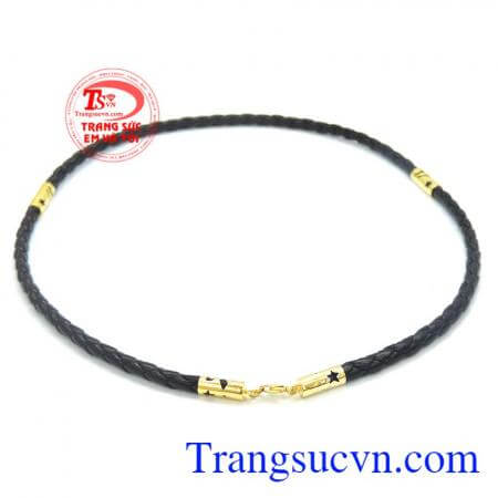 Vòng cổ da bọc vàng 10k mạnh mẽ phù hợp đeo mặt dây và đeo mặt đá quý bọc vàng tây