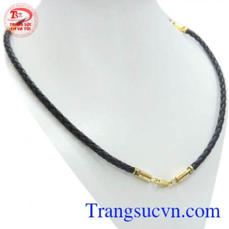 Dây da bọc vàng 4 đốt chữ T