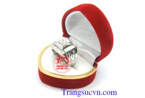 Nhẫn nam 10k vàng trắng đá trắng