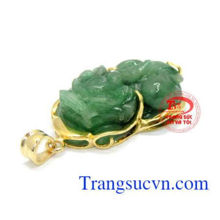 Mặt dây tỳ hưu bọc vàng 14k sang trọng  cùng kiểu chế tác bọc vàng 14k với vẻ đẹp tự nhiên