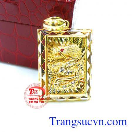 mặt dây chuyền vàng tây 10k đẹp, giao hàng toàn quốc, Mặt rồng mắt đỏ phong cách