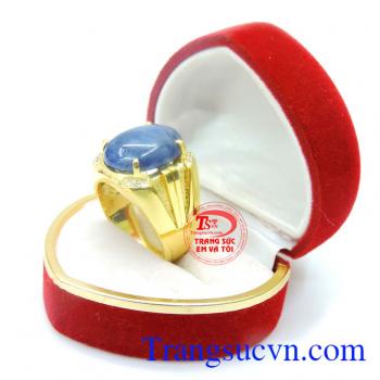 Nhẫn nam vàng 14k kết hợp thiên nhiên có giấy kiểm định