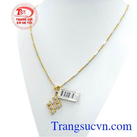Mặt dây nữ + dây chuyền vàng, bộ sản phẩm thiết kế kiểu dáng trẻ trung vàng đảm bảo chất lượng,bán hàng trên toàn quốc.