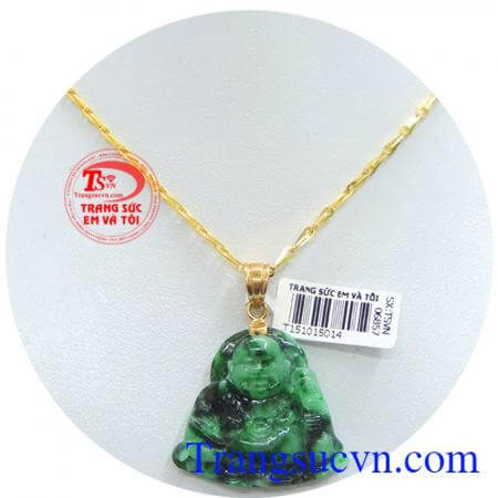 Bộ dây chuyền phật di lặc, phật di lặc cẩm thạch thiên nhiên hàng đẹp vân sơn thủy kết hợp với dây chuyền vàng kiểu đẹp.