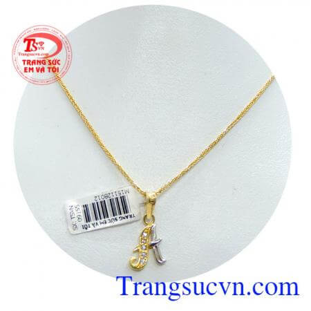 Nữ trang bộ mặt dây chữ A, dây chuyền nữ đeo sáng hợp thời trang và sản phẩm dây chuyền vàng cho phái đẹp chất lượng ,mặt dây chữ A sang trọng kiểu dáng thời thượng.
