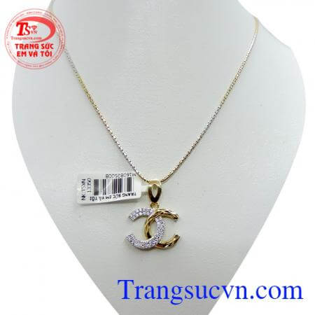 Bộ mặt dây nữ chanel đá trắng