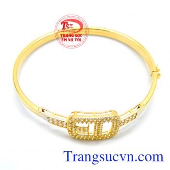 Vòng tay vàng 10k mặt đính đá