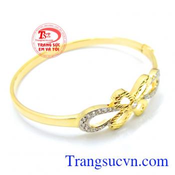 Lắc tay nữ mặt hoa vàng tây