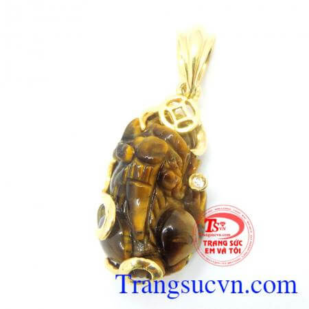 Tỳ hưu mắt hổ bọc vàng 10k, Mặt phật cho nữ chất lượng vàng đảm bảo,