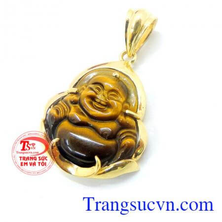 mặt dây vàng 10k kiểu dáng trẻ trung sản phẩm dễ kết hợp thời trang, Phật di lặc mặt hổ bọc vàng 10k