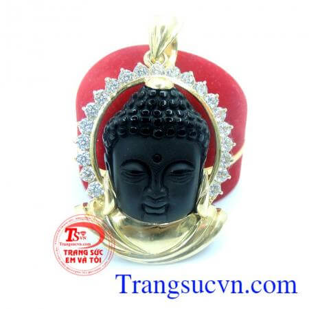 Mặt phật bọc vàng đính đá may mắn