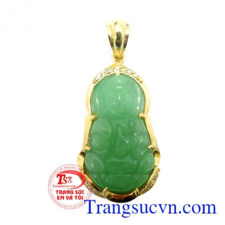 Mặt dây quan âm đá quý bọc vàng, mặt phật ngọc cẩm thạch đẹp Cẩm thạch là loại đá quý rất được ưa chuộng ở khu vực châu Á.
