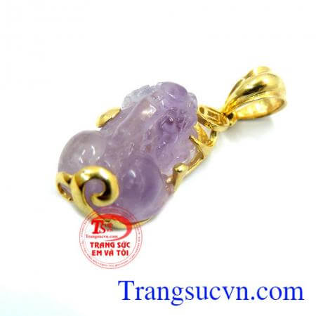 Mặt dây tỳ hưu tím bọc vàng