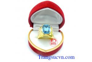 Nhẫn nam đá xanh vàng tây 10k