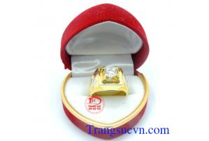 Nhẫn nam vàng tây gắn kim cương món quà ý nghĩa dành cho nam tinh tế