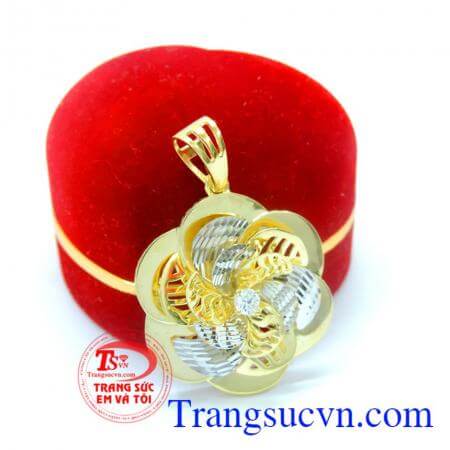 Mặt nữ hoa óng ánh vàng 10k xinh xắn, chất lượng.