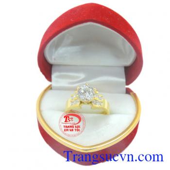 Thích hợp làm quà tặng, đồ lưu niệm. Nhẫn nữ vàng tây 10k đá 7ly