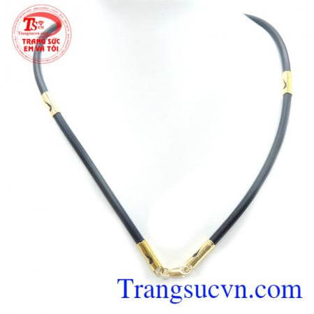 Dây chuyền nam cao su bọc vàng tây sang trọng, phù hợp đeo mặt dây chuyền vàng