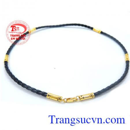 Sợi dây chuyền da bọc vàng đẳng cấp dành cho nam đeo hợp thời trang và sang trọng