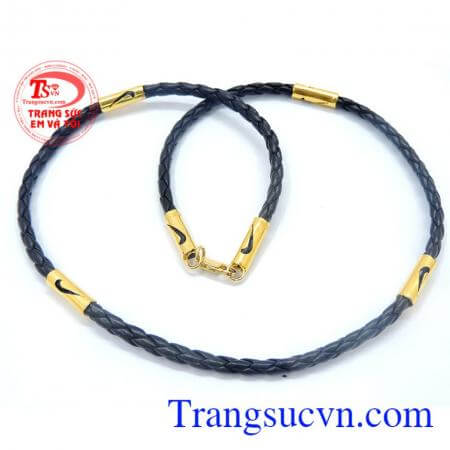 Dây da thật bọc vàng đốt Nike