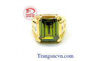 Nhẫn nam vàng đá xanh mạnh mẽ