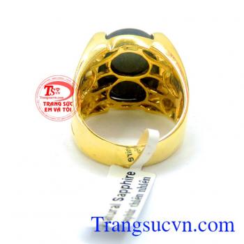 Nhẫn nam mạnh mẽ mặt đá sapphire