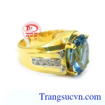 Nhẫn nam đá topaz vàng 14k nam tính