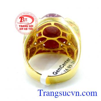 Nhẫn vàng ruby sao thiên nhiên, Nhẫn nam vàng tây đảm bảo chất lượng Uy tín
