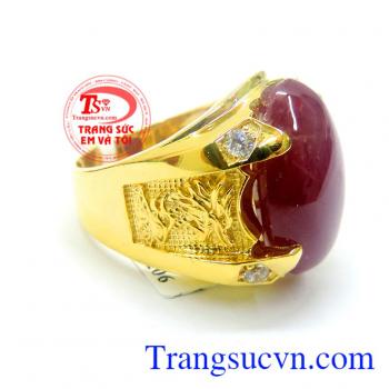 Nhẫn nam đá quý ruby sao thiên nhiên