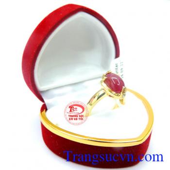 Nhẫn nữ ruby sao thiên nhiên vàng 14k