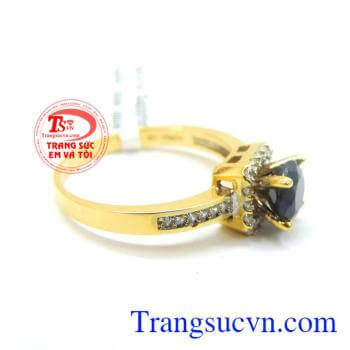 Nhẫn sapphire lam thanh lịch, quý phái cho nữ. Nhẫn nữ đá sapphire vàng 10k