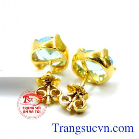 Hoa tai đá topaz cho nữ vàng 14k