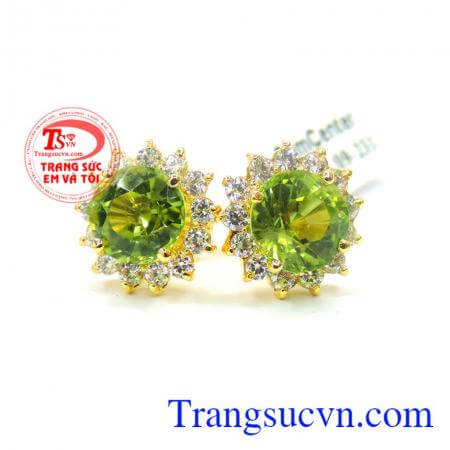 Hoa tai đá peridot thiên nhiên đẹp