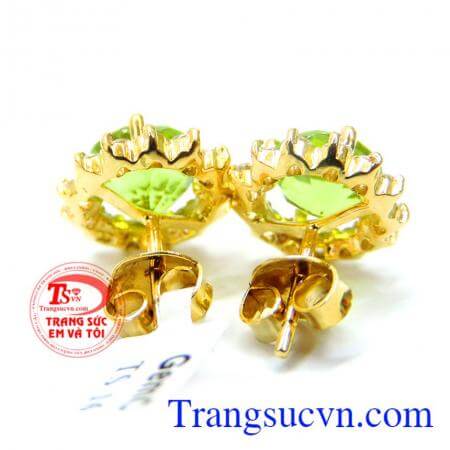 Hoa tai đá peridot thiên nhiên đẹp
