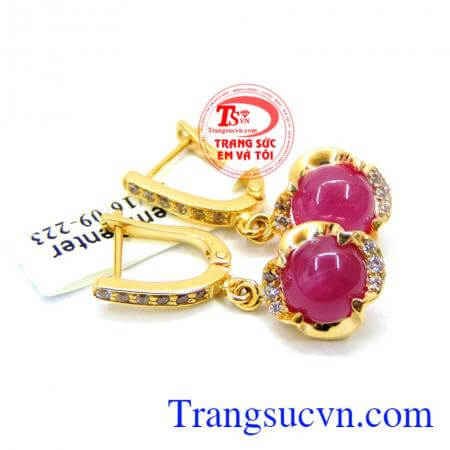 Hoa tai nữ ruby thiên nhiên quý phái