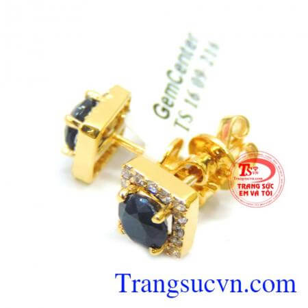 Hoa tai saphire nữ vàng 10k
