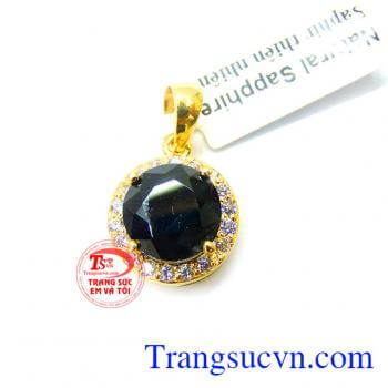 Mặt nữ saphire vàng 14k ngọt ngào mặt dây chuyền đá sapphire thiên nhiên chất lượng.