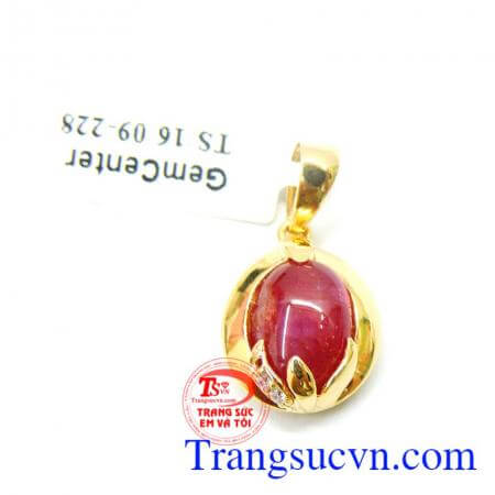 Mặt dây nữ ruby thiên nhiên dịu dàng, mặt dây chuyền đá ruby thiên nhiên.