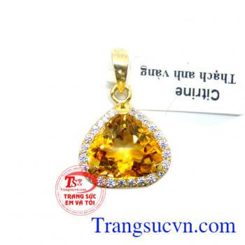 Mặt nữ thạch anh vàng bọc vàng 14k