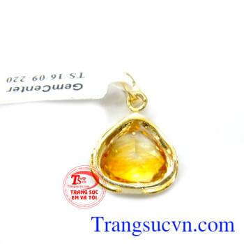 Mặt nữ thạch anh vàng bọc vàng 14k chất lượng.