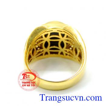 Nhẫn đá saphire vàng 14k nam tính