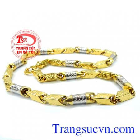 Dây chuyền nam vàng to đẹp và đẳng cấp, dây vàng 10k mắt đốt vàng trắng kết hợp với đốt vàng màu, chất lượng vàng đảm bảo