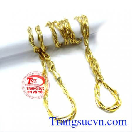 Dây chuyền vàng nữ xoắn 3 sợi